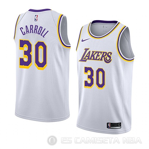 Camiseta Jeffrey Carroll #30 Los Angeles Lakers Association 2018 Blanco - Haga un click en la imagen para cerrar